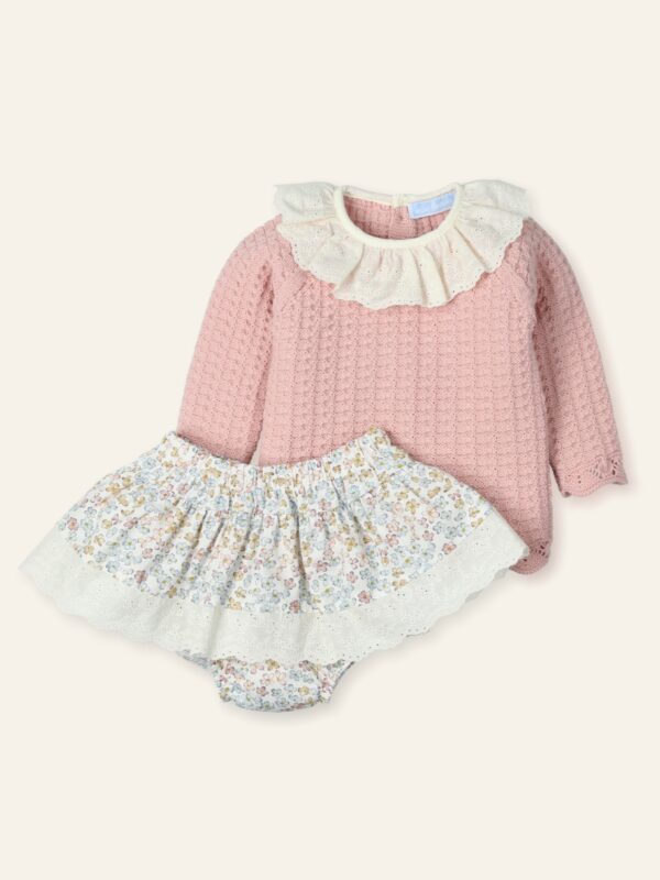 Jubon + Culotte falda con tira bordada "FLEUR VINTAGE