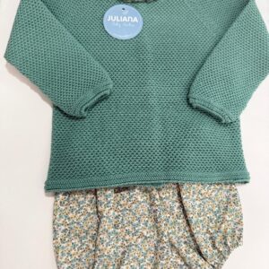 Conjunto braga florecitas lana