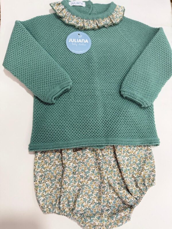 Conjunto braga florecitas lana