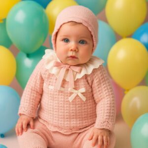 Traje 3P Canesú tira bordada y cinta terciopelo "FLEUR VINTAGE"