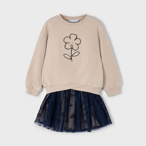 Conjunto falda tul y sudadera niña