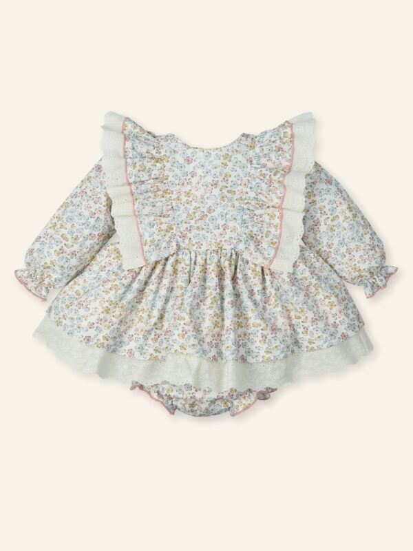Jesusin + culotte florecitas y tira bordada "FLEUR VINTAGE"
