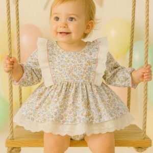 Jesusin + culotte florecitas y tira bordada "FLEUR VINTAGE"