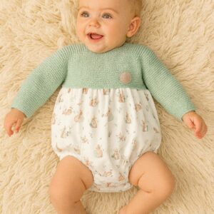 Pelele Punto y tejido estampado conejitos "CONEJITOS AMBROSIA"