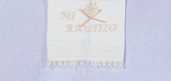 TOALLA BAUTIZO LINO BORD. ESPIGA