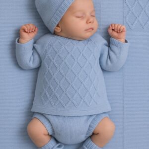 Traje 4P Canesú, culotte punto, gorro y patucos menguado aranes "CIELO INVERNAL"