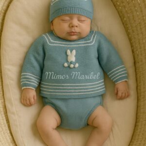 TRAJE 4P CANESÚ CORTO, GORRO Y PATUCOS CONEJO "RABBIT MOONLIGHT"