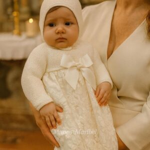 Faldon Encaje Cuerpo Recogidas, Crudo