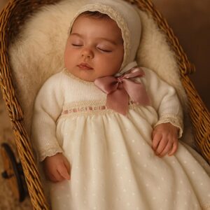 Baton tejido bordado cuerpo lana + capota