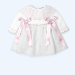 Vestido punto y tejido tul bordado DOTS BLISS