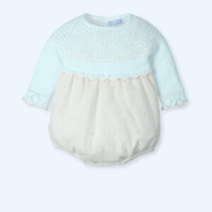 Pelele punto y tejido tul bordado DOTS BLISS