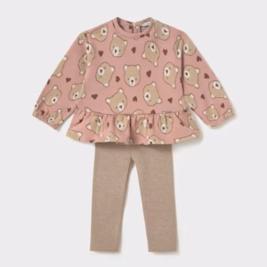 Conjunto blusa estampada y pantalón bebé