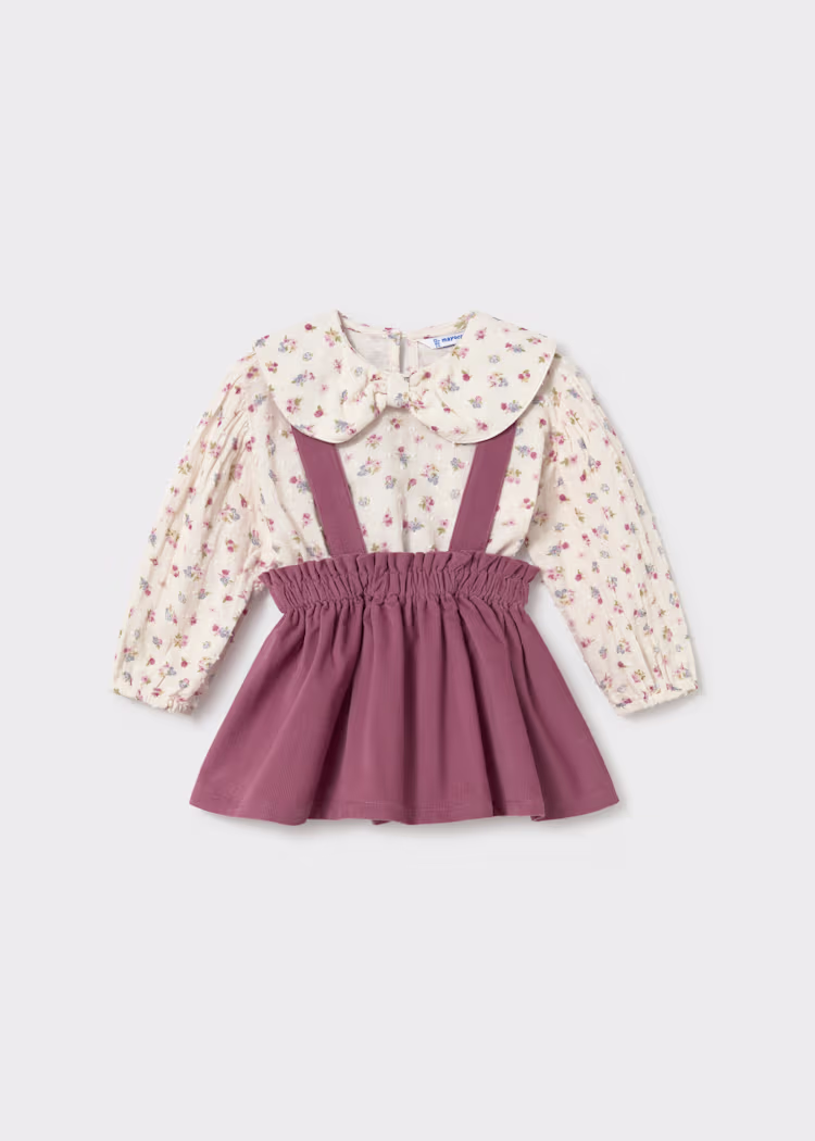 Conjunto falda tirantes y blusa bebé