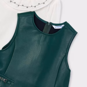 Vestido polipiel con blusa niña